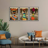 Beautiful Modern Warli Art Set of 3 Wall Frames
