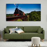 Beautiful Train Passes Throught Bridge Canvas Wall Painting