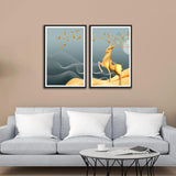 Barasingha Abstract Set of 2 Wall Frames