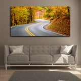 Beautiful Green Mountain Road with Beautiful Highway Wall Painting