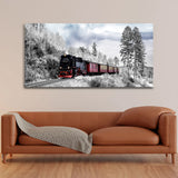Train Passes with Track with Snow Forest Mountain Wall Painting