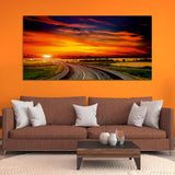 Beautiful Sunset Infront of Road  Canvas Wall Painting