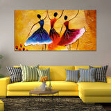 Warli Yellow Canvas Wall Painting