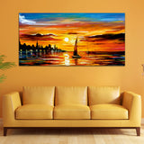 Boat & River Canvas Wall Painting