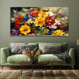 Flowers Off White-Gold Canvas Wall Painting