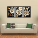 Beautiful White Flower With Set of 3 Wall Frame