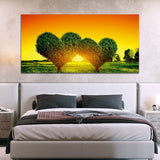 Beautiful Tree with Sunrise Canvas Wall Painting Wall Painting