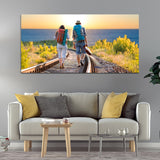 Beautiful Two People Travel in Railway Track Wall Painting