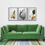 Golden and Black Leaves Decorative Wall Frames Set of Three
