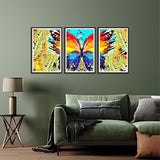 Butterfly Abstract Canvas Wall Frame Set of 3