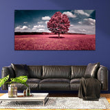 Beautiful Pink Tree with Pink Garden Canvas Wall Painting