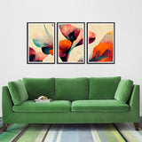 Colorful Flowers Abstract Canvas Wall Painting Set of 3