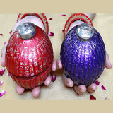 Ball Shape Glass Candle with *Lavender & *Rose Fragrance Wax - Set of 2 Red & Blue