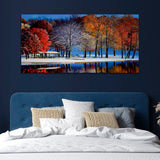 Beautiful Colorful Snow Tree Canvas Wall Painting