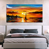 Boat & River Canvas Wall Painting