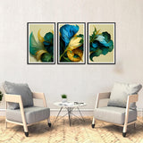 Premium Abstract Flower Wall Frames  Set of 3