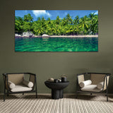 Palm Trees, Water, Beach Canvas Wall Painting