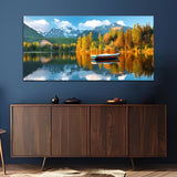 Beautiful Snow Mountain with Forest and River Canvas Wall Painting