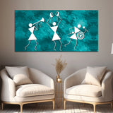 Warli Blue Canvas Wall Painting