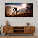 Man Tracking with Bicycle in Mountain Wall Painting