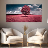 Beautiful Pink Tree with Pink Garden Canvas Wall Painting