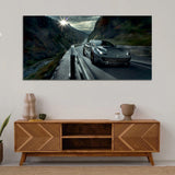 Sports Car Running in Mountain Road Canvas Wall Painting