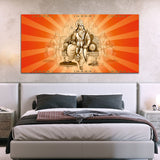 Shree Ram Temple Orange & Off White Wall Art Painting