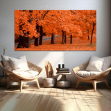 Orange Color Tree with Road Canvas Wall Painting