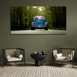 Toy Car Running in Forest Road Canvas Wall Painting