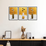 Beautiful Flower with Pots Set of 3 Wall Frames