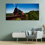 Beautiful Train Passes Throught Bridge Canvas Wall Painting