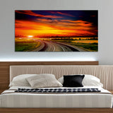 Beautiful Sunset Infront of Road  Canvas Wall Painting