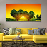 Beautiful Tree with Sunrise Canvas Wall Painting Wall Painting