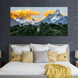 Yellow Mountain with Green Forest Canvas Wall Painting