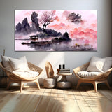 Pink Tree with Mountain Abstract Wall Painting & Arts