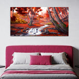 Pink Tree with River Abstract Canvas Wall Painting & Arts