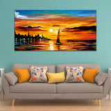 Boat & River Canvas Wall Painting