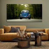 Toy Car Running in Forest Road Canvas Wall Painting