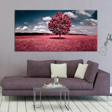 Beautiful Pink Tree with Pink Garden Canvas Wall Painting