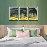 Beautiful Mountain with Forest Abstract Set of 3 Wall Frames