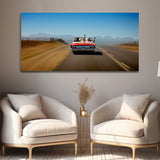 People Travelling with Car with Mountain Road Canvas Wall Painting