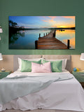 Wooden Bridge on River Canvas Wall Painting