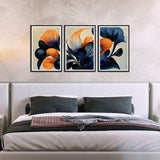 Blue and Orange Premium Set of 3 Wall Frames