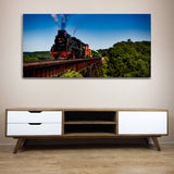 Beautiful Train Passes Throught Bridge Canvas Wall Painting