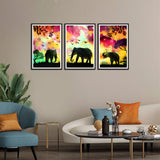 Wild Animal in Forest Set of 3 Wall Frames
