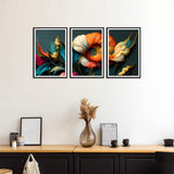 Beautiful Colorful Flowers Wall Painting Set of 3