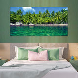 Palm Trees, Water, Beach Canvas Wall Painting