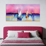 Boat under Water with Pink Sky Abstract Wall Painting & Arts