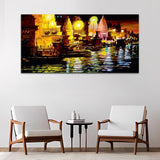 Boats & Tample Canvas Wall Painting