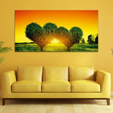 Beautiful Tree with Sunrise Canvas Wall Painting Wall Painting